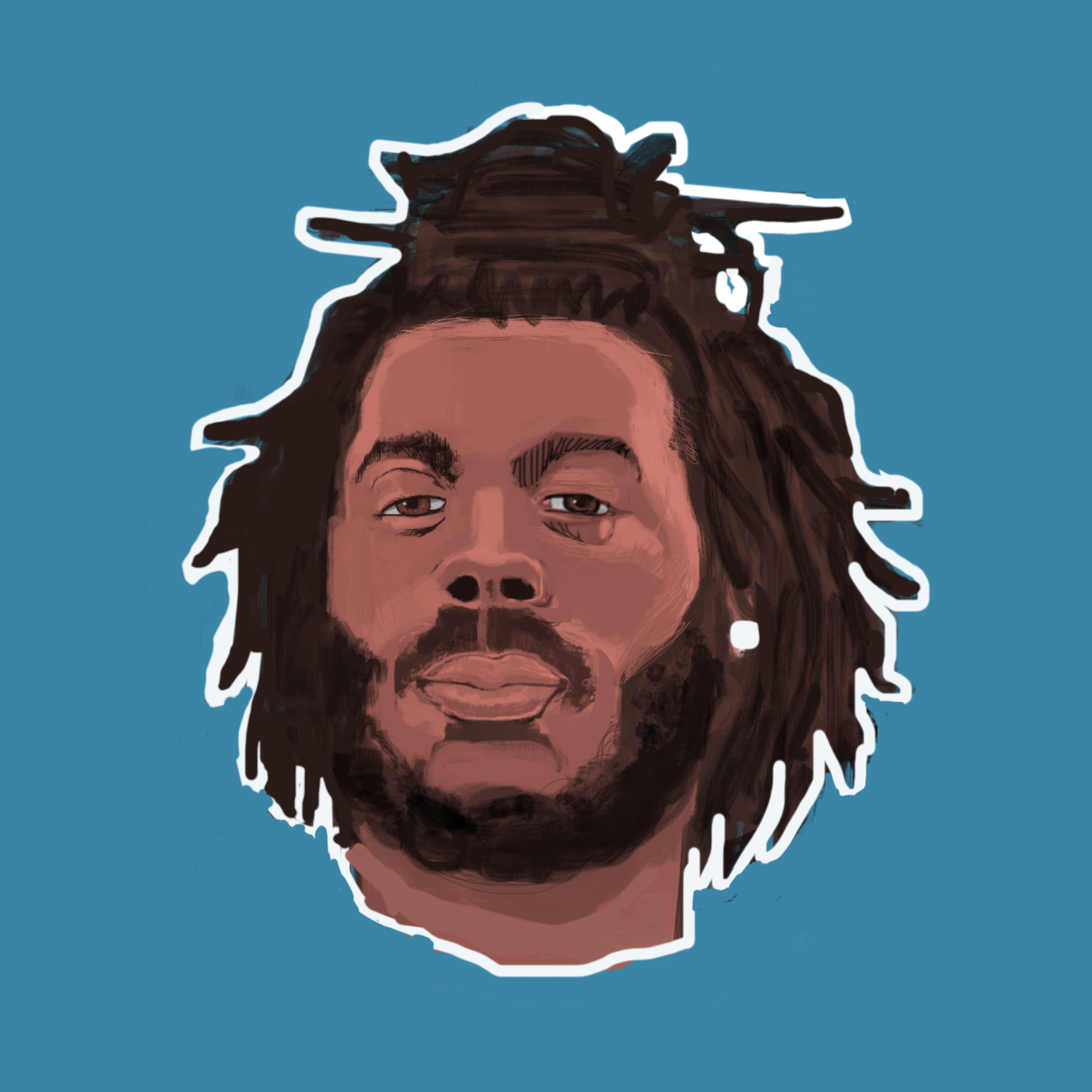 Character study with bold stylization and illustrative linework