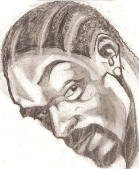 Graphite portrait sketch of a man with angled head pose and expressive shading
