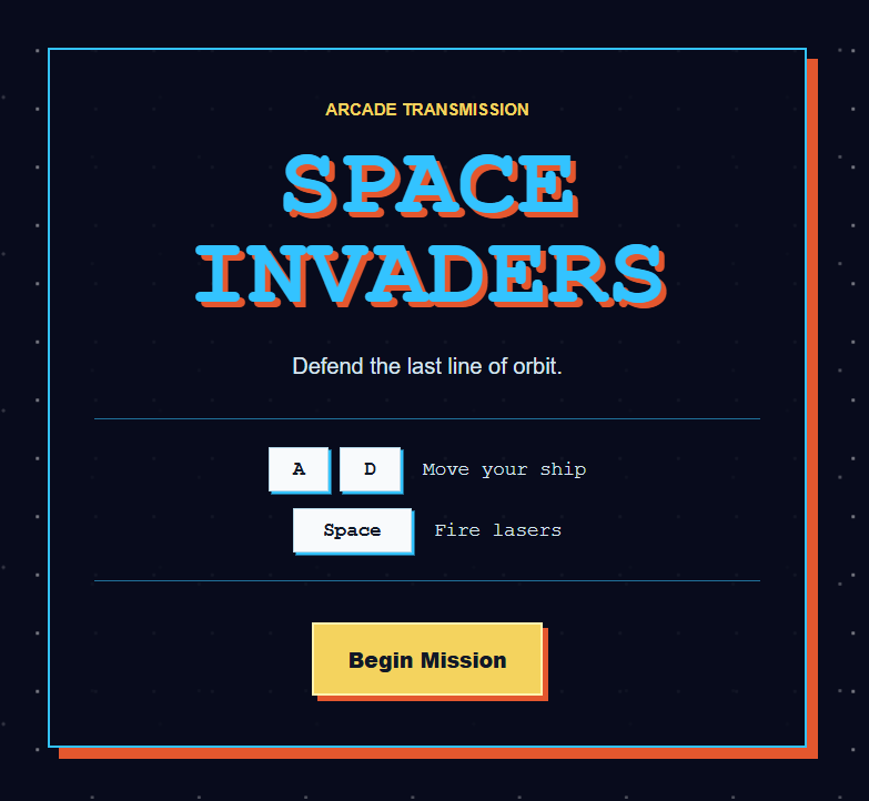 Space Invaders gameplay showing a purple alien formation and player ship